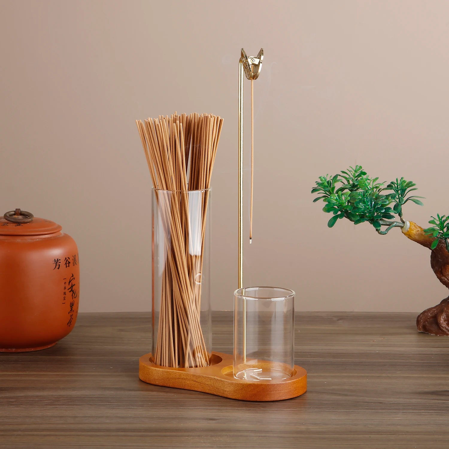 Glass Incense Holder Set | 2-in-1 Stick Burner with Ash Catcher