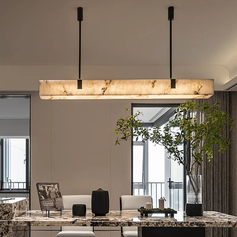 Modern Marble & Brass LED Pendant Light