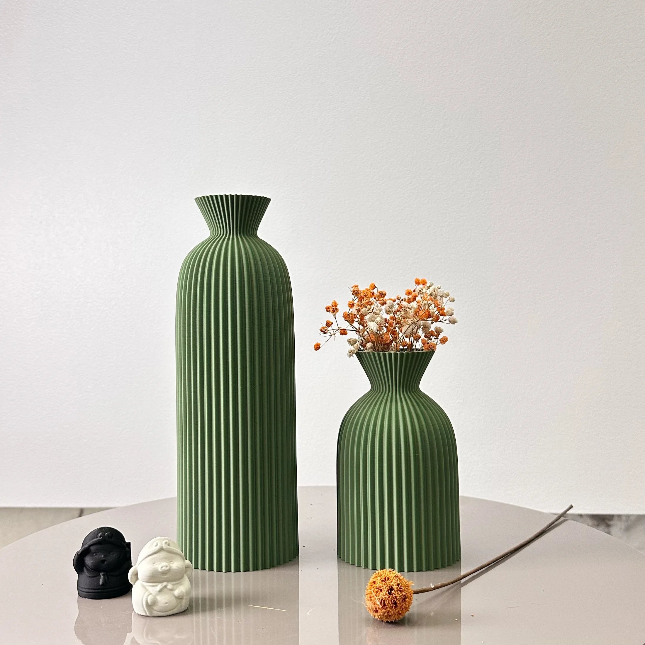 Wavy Pattern Vase Set of 2 – Dried Flower Tabletop Décor