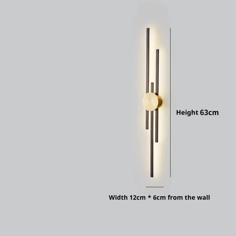 Modern Long LED Wall Lamp with Acrylic Shade in Black & Gold