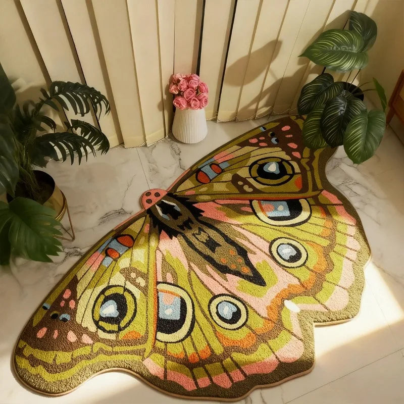 Retro Butterfly Print Area Rug