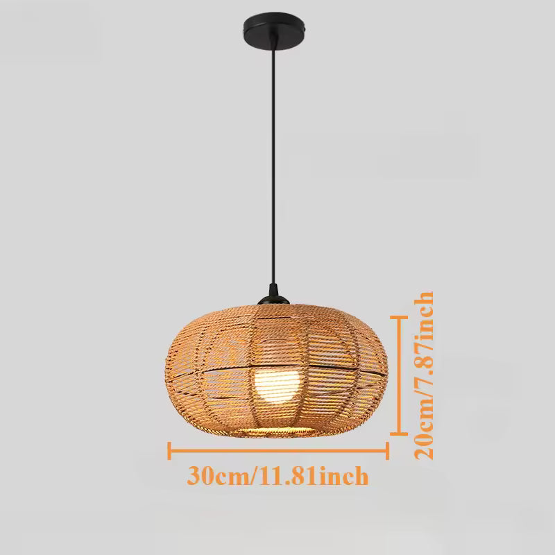 Boho Woven Rattan Pendant Light