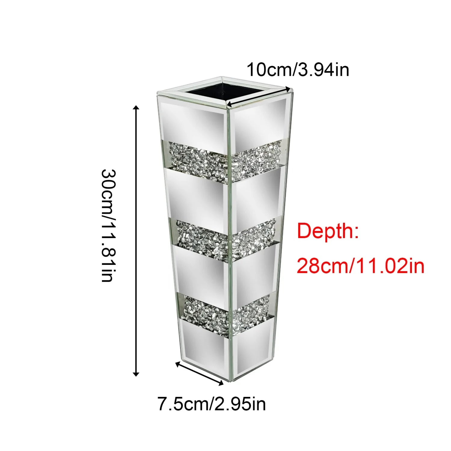Luxury Silver Mirrored Floor Vase