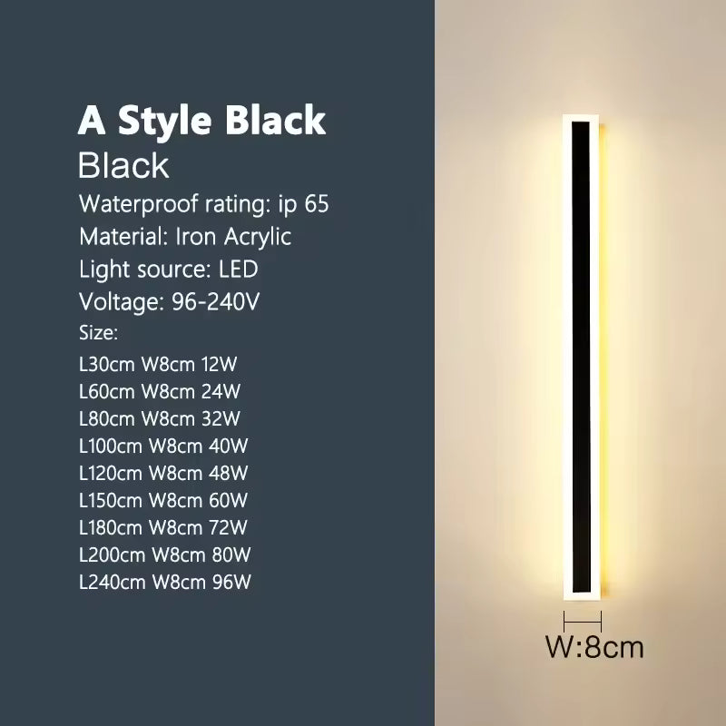 Outdoor Waterproof LED Strip Wall Lamp for Porch, Garden & Hallway