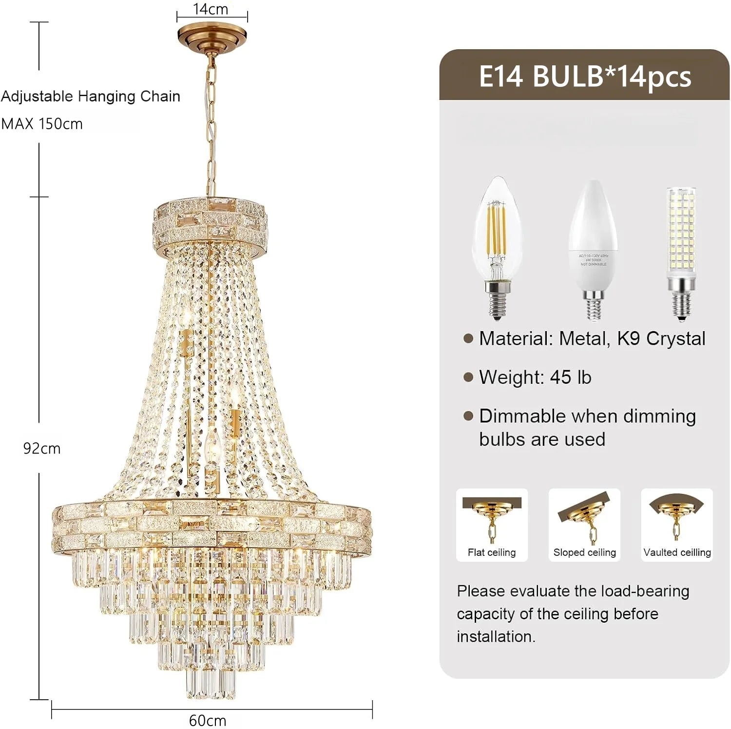 Modern Gold Crystal Chandelier