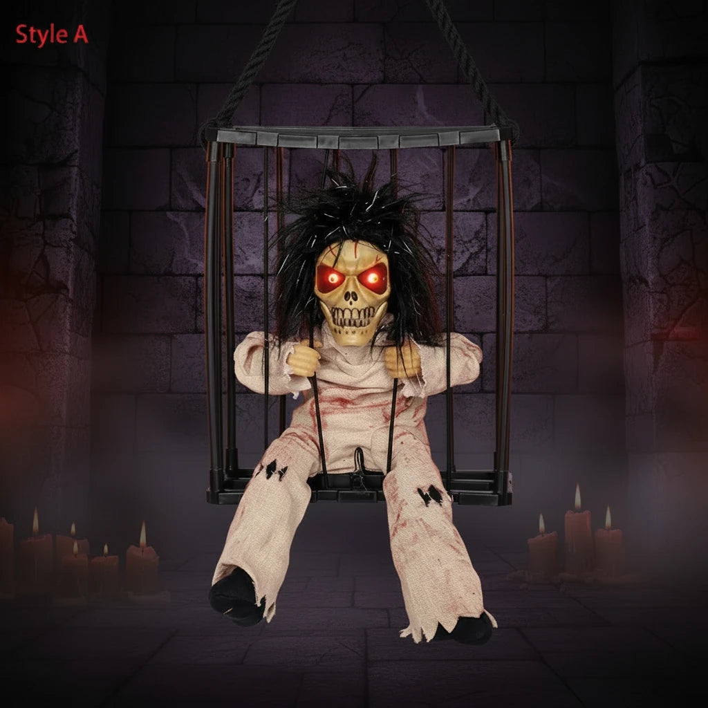 Motion-Activated Skeleton Cage Halloween Decoration