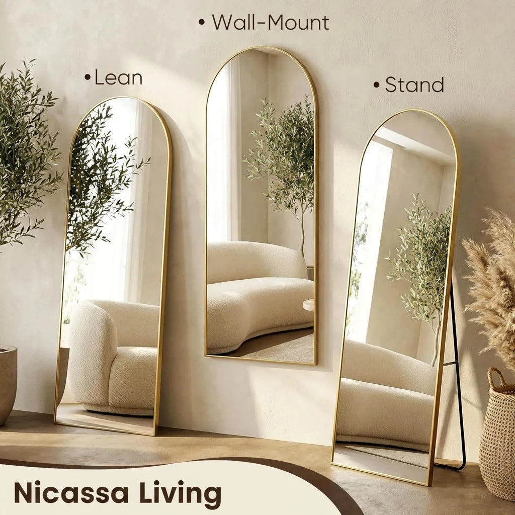 58" x 19" Arched Full Length Floor Mirror