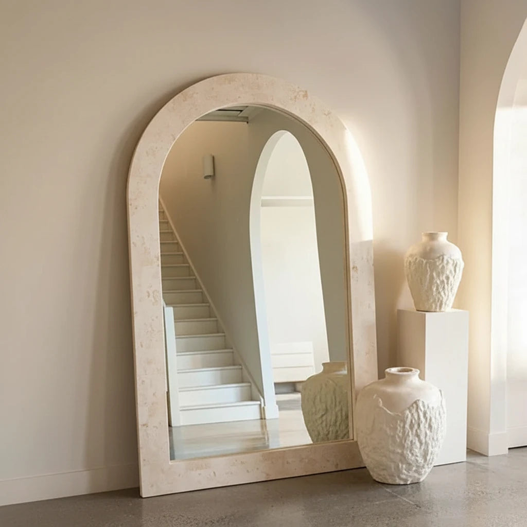 Luxury Wood & Glass Floor Mirror