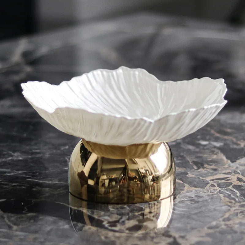 Luxury Petal Decorative Tray | Metal Alloy Fruit & Candy Serving Plate