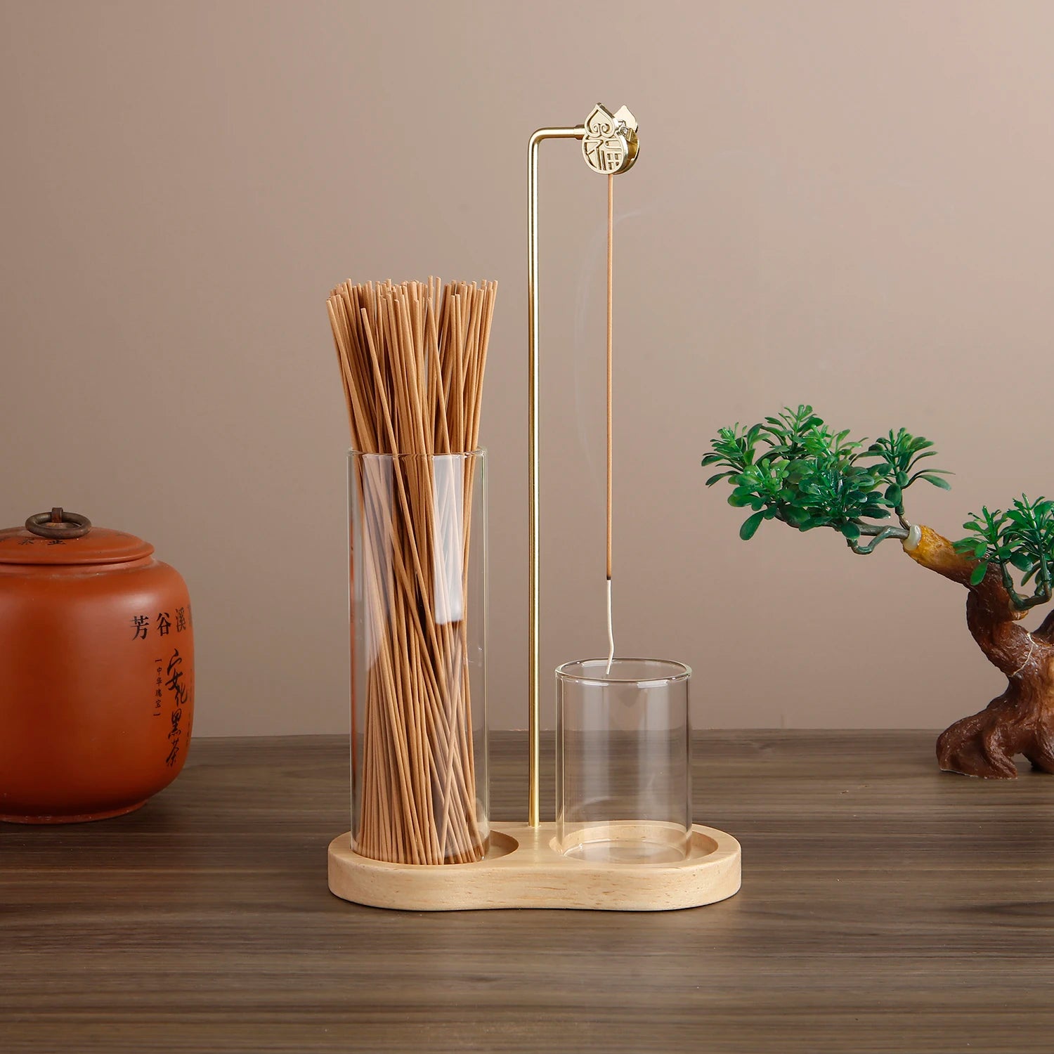 Glass Incense Holder Set | 2-in-1 Stick Burner with Ash Catcher