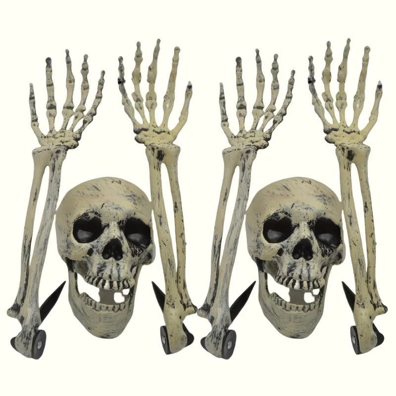 Skeleton Skull & Hand Garden Ground Stakes | Halloween Yard Decor