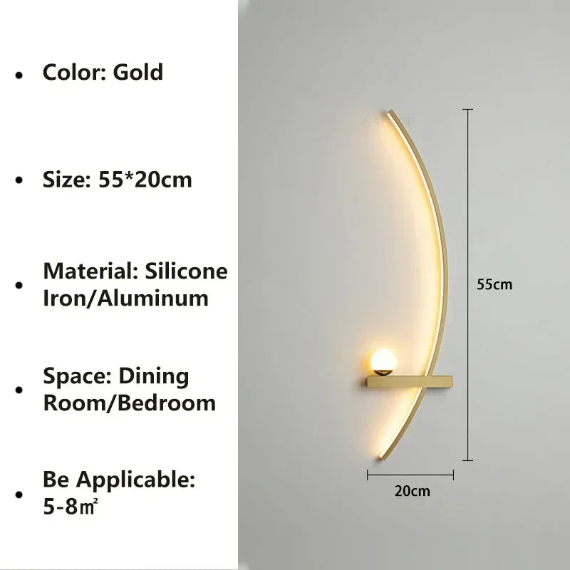 Modern LED Linear Wall Sconce in Black & Gold