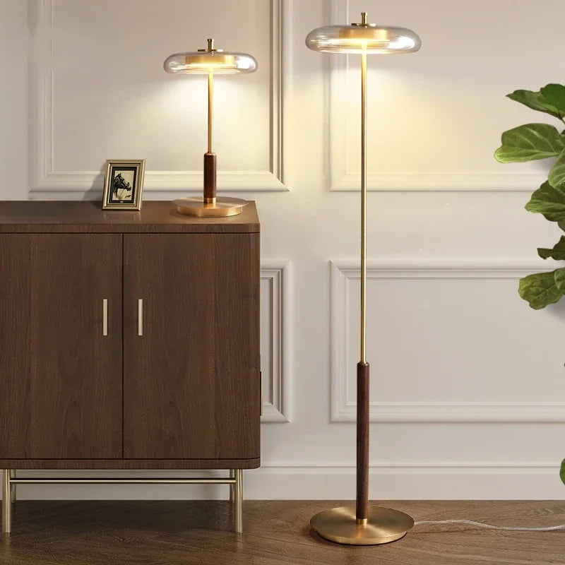 Luxury Gold Mushroom Glass Table Lamp | Copper & Clear Glass | E27 | Bedside & Living Room