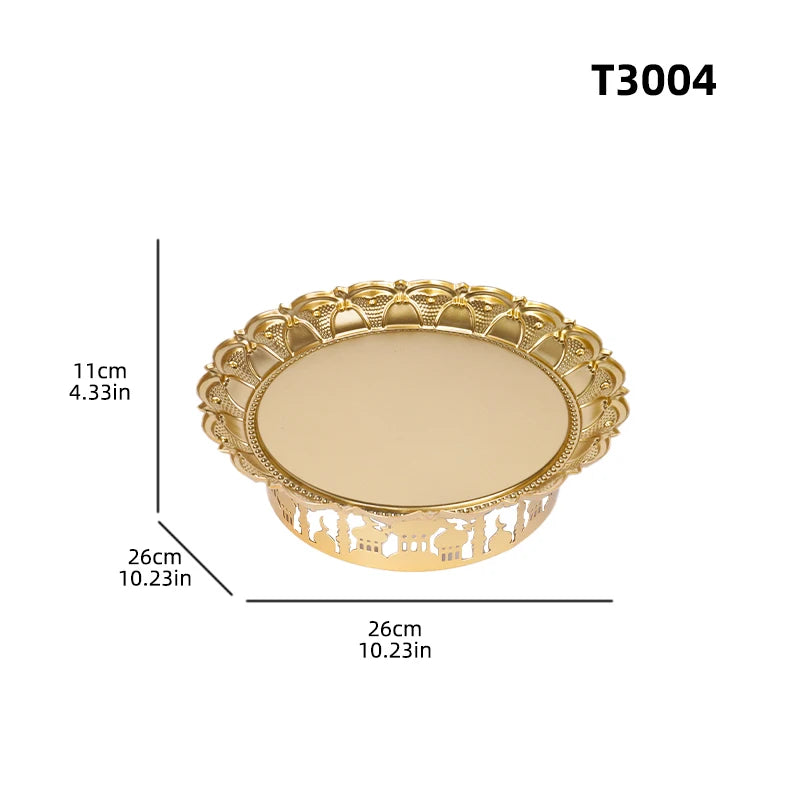 Golden Metal Decorative Fruit Tray