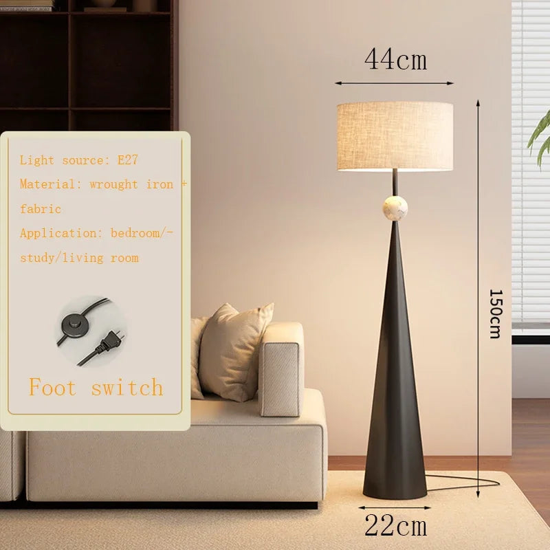 Walnut Wood Floor Lamp with Fabric Shade
