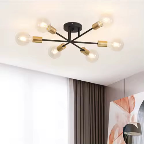 Modern Nordic LED Ceiling Lamp in Black & Gold for Living & Dining Room