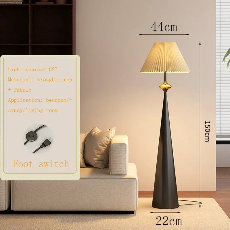 Walnut Wood Floor Lamp with Fabric Shade