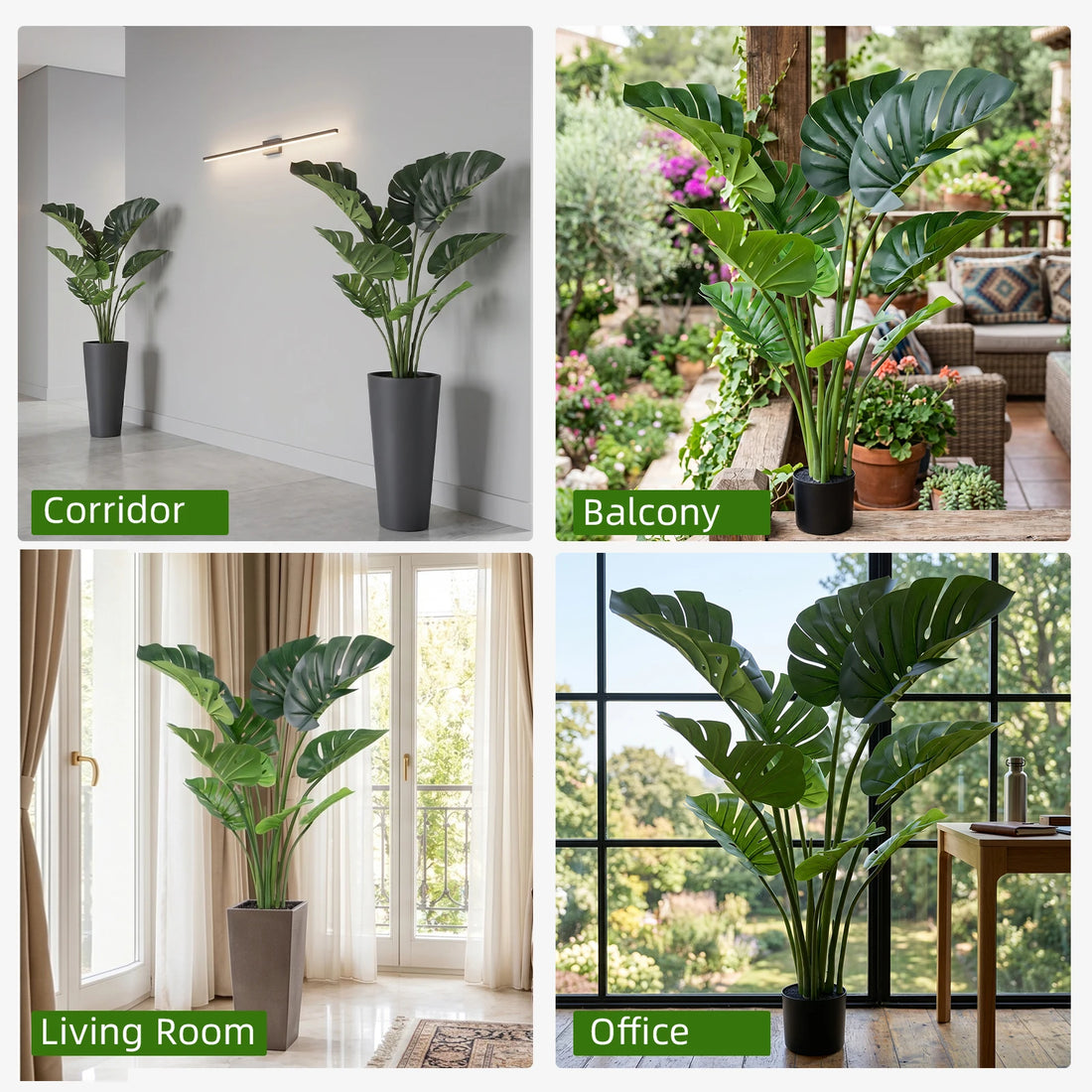 Artificial Monstera Plant with Decorative Pot