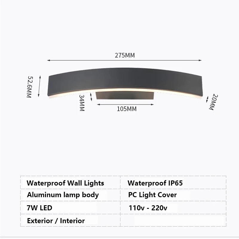 IP65 Outdoor LED Wall Light – Modern Aluminum