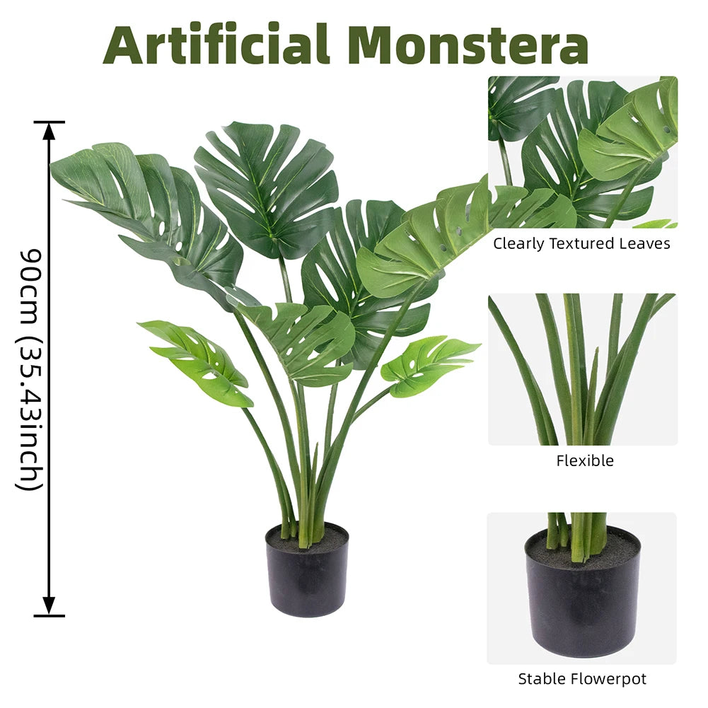 Artificial Monstera Plant with Decorative Pot