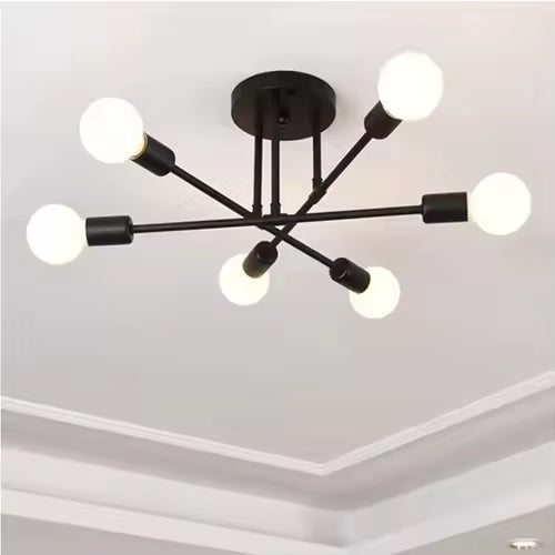 Modern Nordic LED Ceiling Lamp in Black & Gold for Living & Dining Room