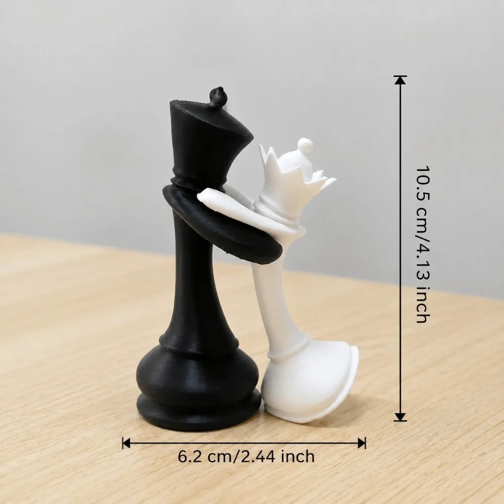 3D Printed Chess King & Queen Sculpture | Modern Desktop Décor