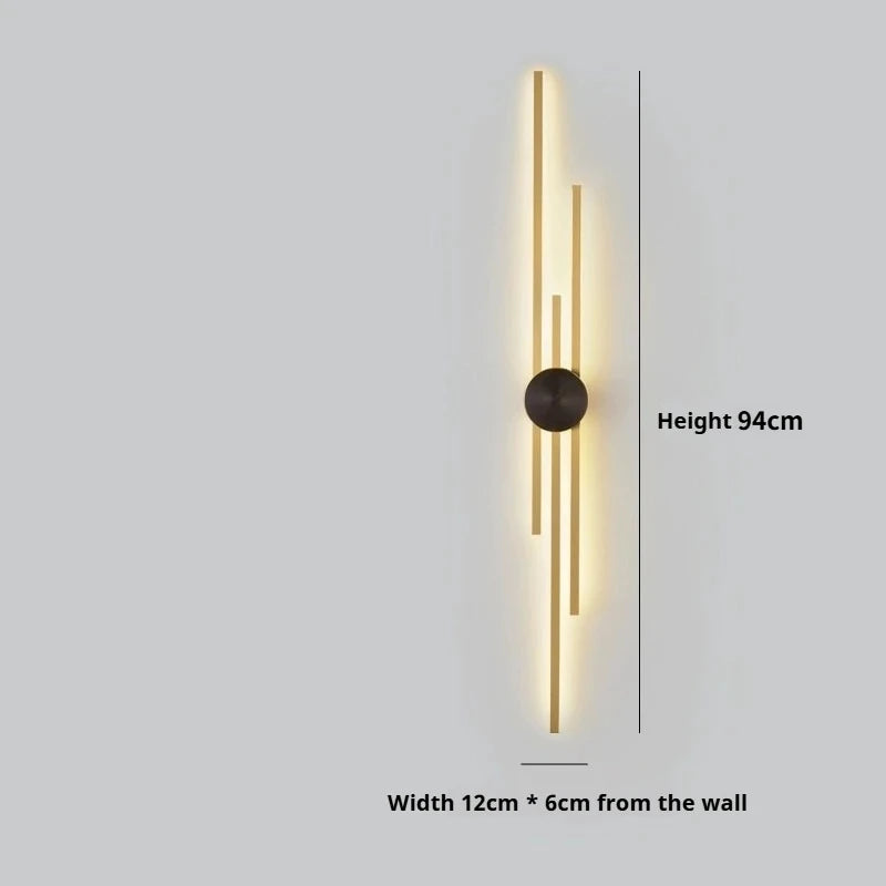 Modern Long LED Wall Lamp with Acrylic Shade in Black & Gold