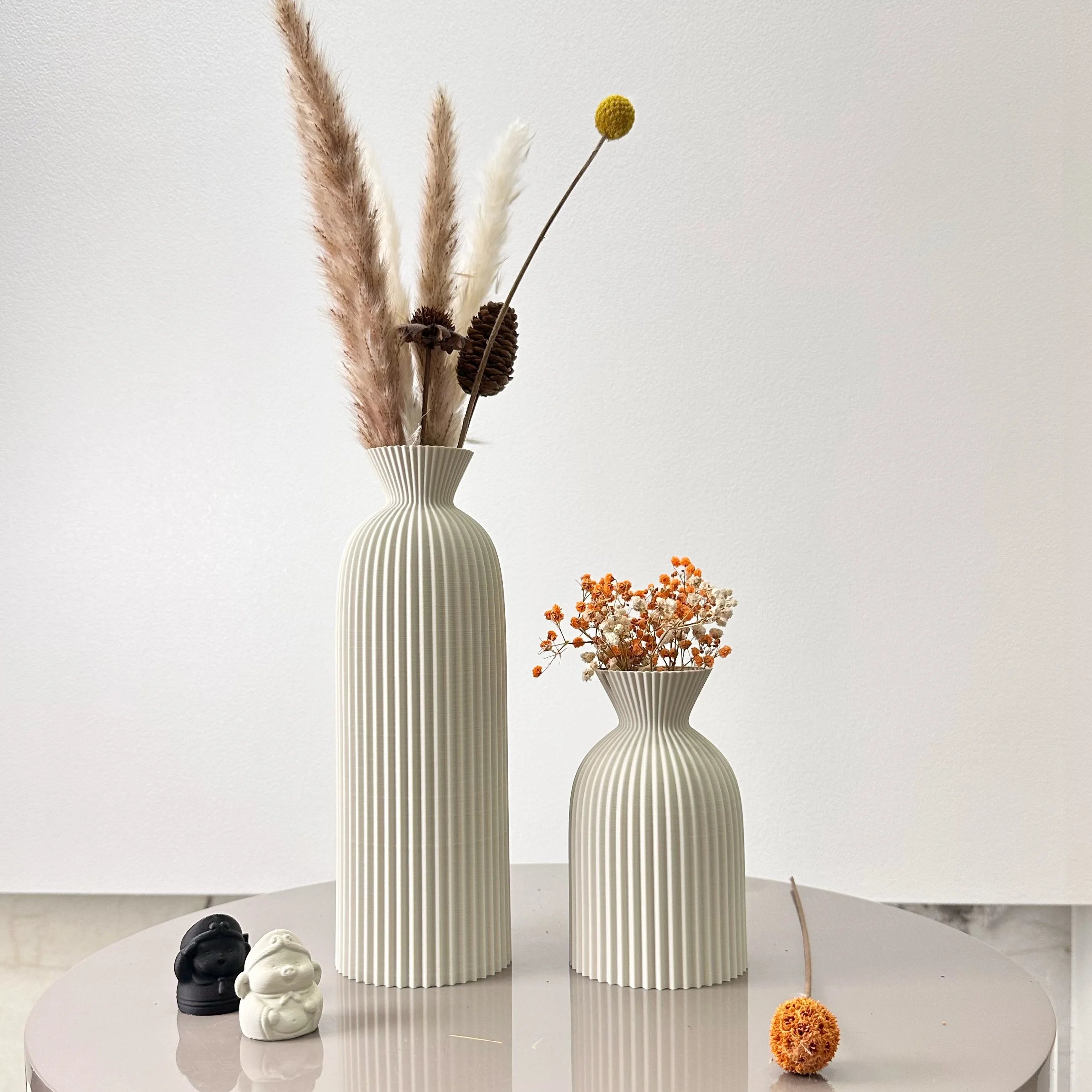 Wavy Pattern Vase Set of 2 – Dried Flower Tabletop Décor