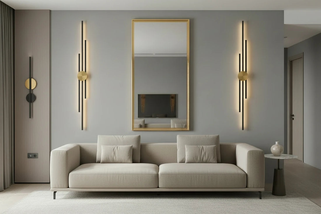 Modern Long LED Wall Lamp with Acrylic Shade in Black & Gold