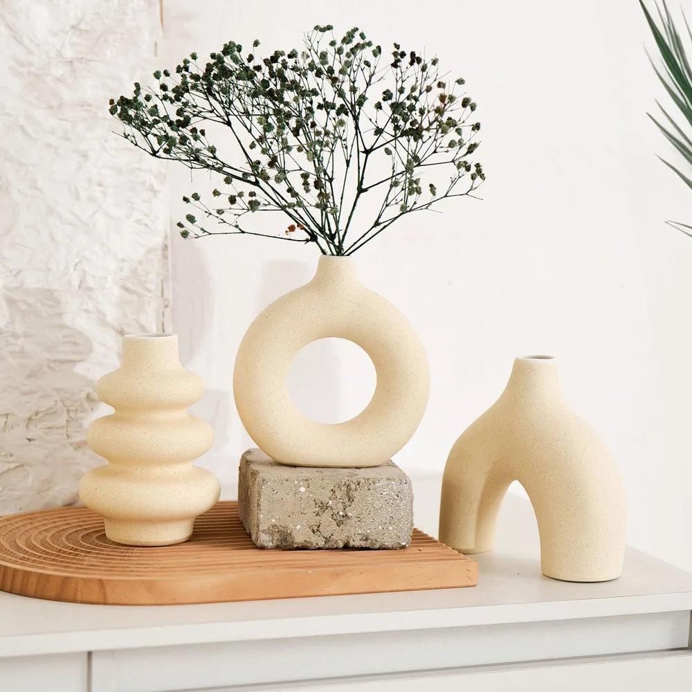 Nordic Ceramic Vase Set of 3 | Boho Home Decor