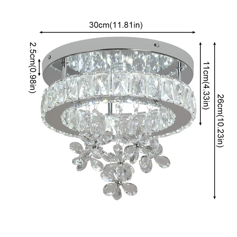Round Crystal LED Ceiling Light | 30cm | Chrome | Dimmable | 4 Designs