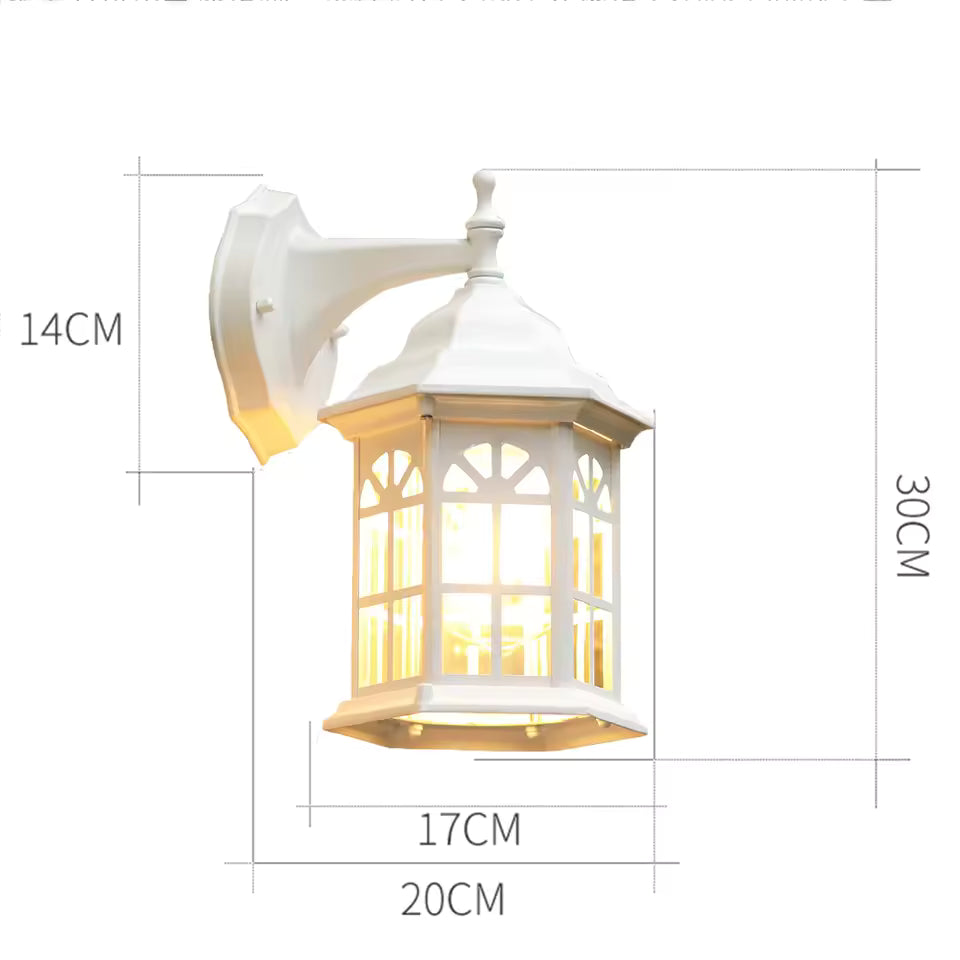 Retro Outdoor Wall Sconce – E27 IP54 Aluminum & Glass