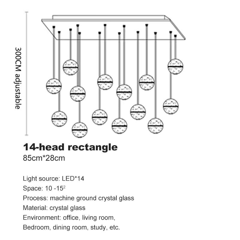 Crystal Ball Spiral Chandelier – LED Staircase & Living Room Ceiling Light
