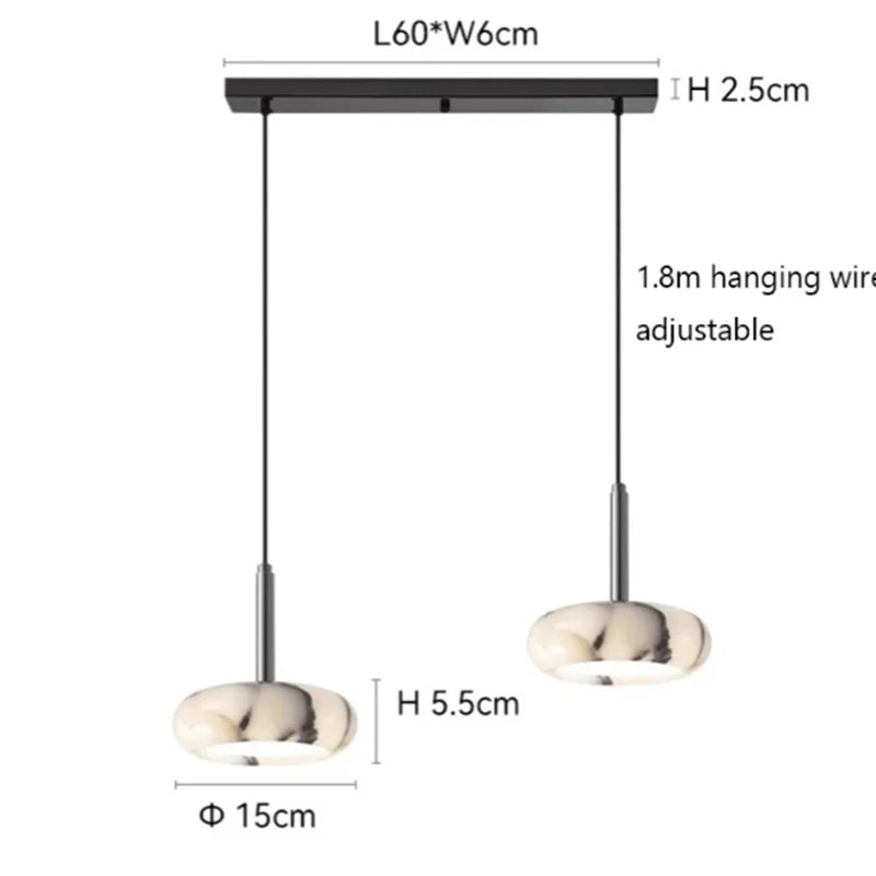 Luxury Black Stone-Style Pendant Light
