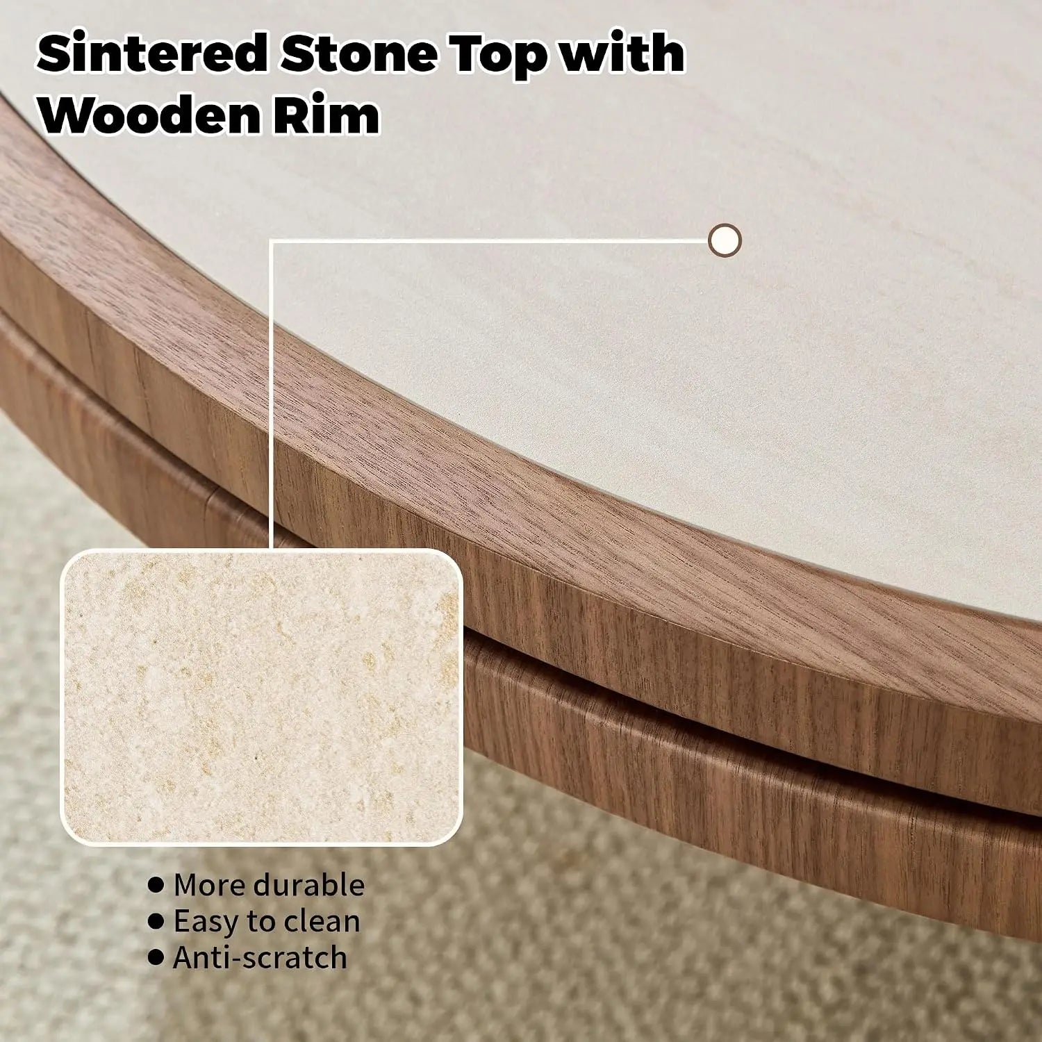 Round Travertine-Style Pedestal Coffee Table