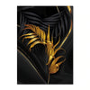Gold Leaves Abstract Canvas Wall Art | Modern Black & Gold Print