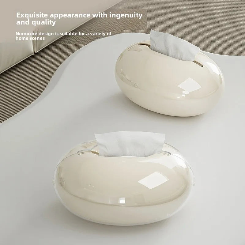 Pebble-Shape Porcelain Tissue Box – Modern Table Décor