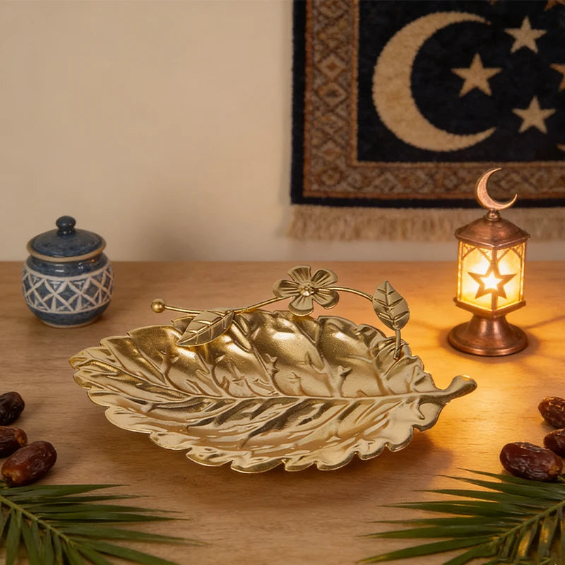 Golden Metal Decorative Fruit Tray