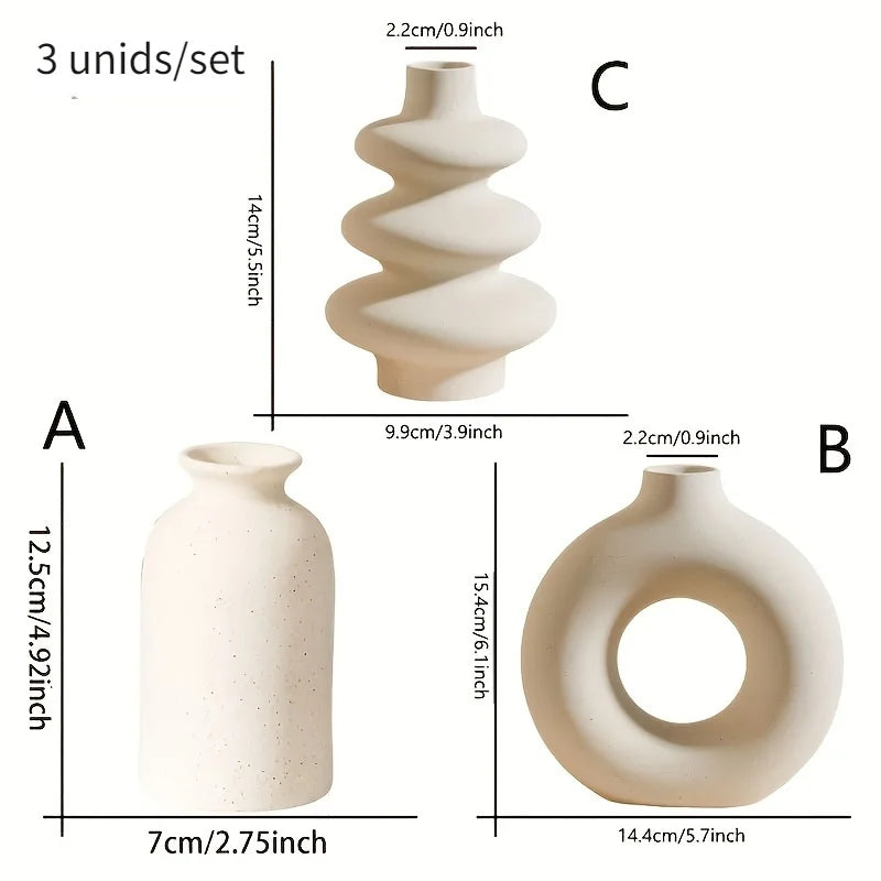 Ceramic Bohemian Vase Set of 3