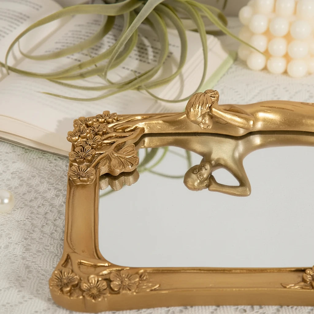 Embossed Gold Resin Vanity Mirror