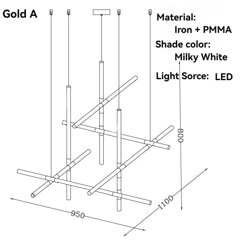 Modern Multi-Head LED Chandelier with Alloy Frame