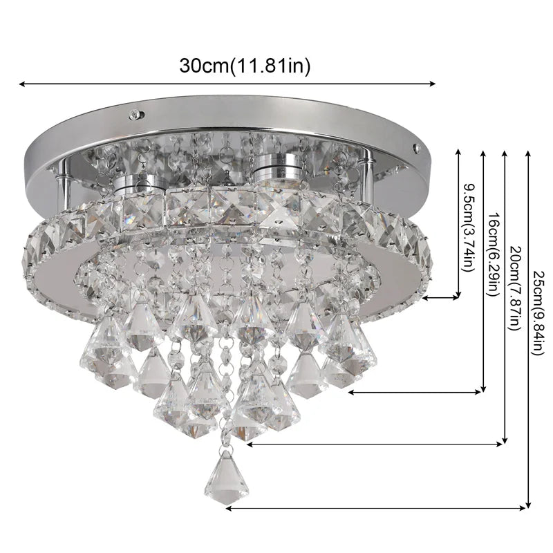 Round Crystal LED Ceiling Light | 30cm | Chrome | Dimmable | 4 Designs