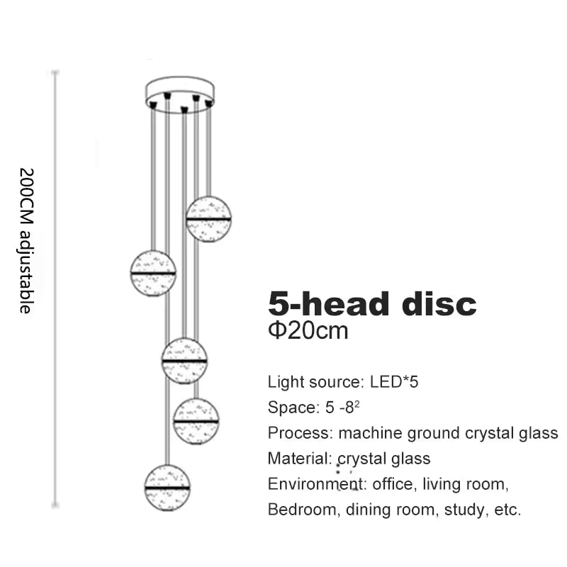 Crystal Ball Spiral Chandelier – LED Staircase & Living Room Ceiling Light