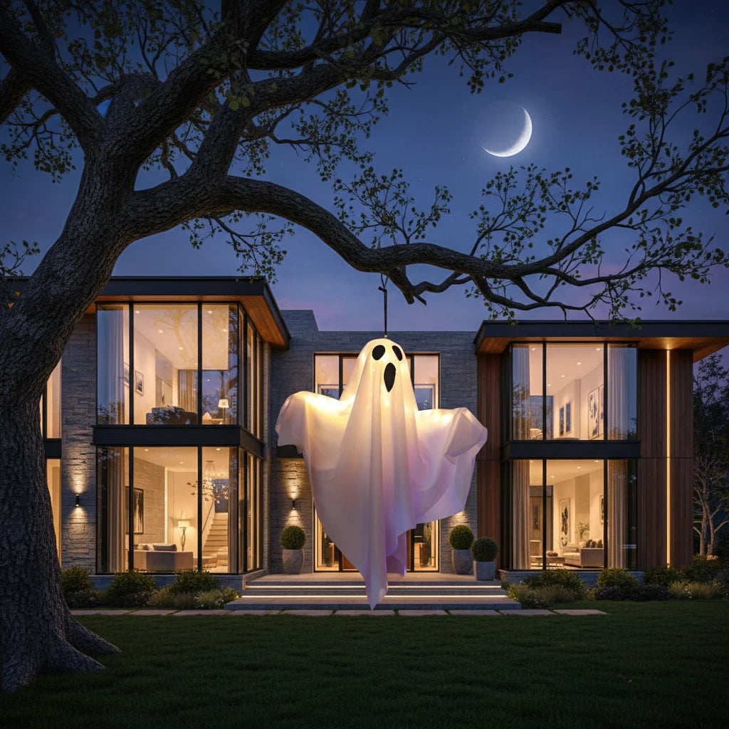 LED Glowing Ghost Hanging Decoration | Halloween Fairy Light Prop