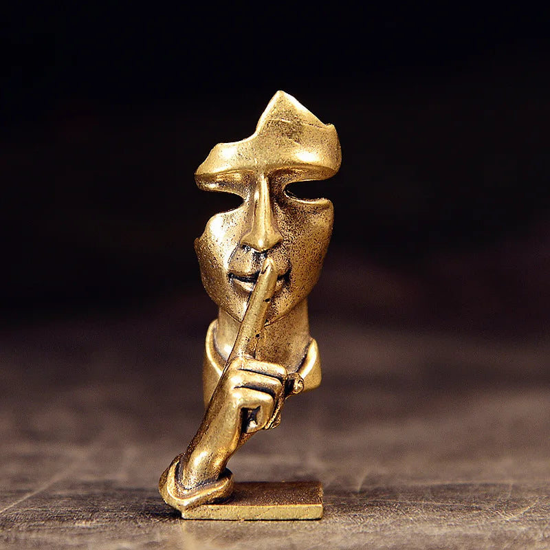 Abstract Metal Hand Face Figurine Sculpture