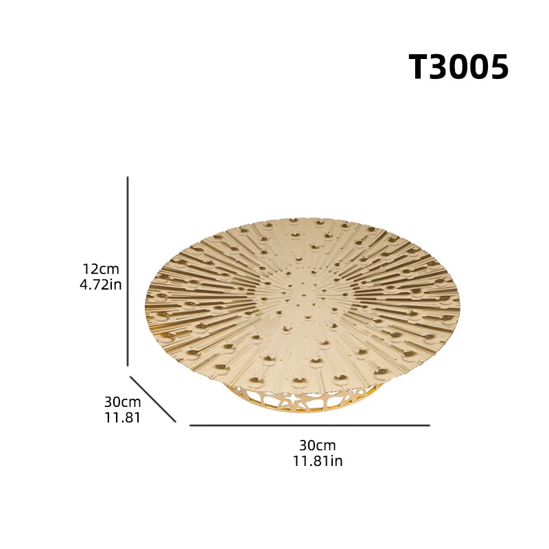 Golden Metal Decorative Fruit Tray