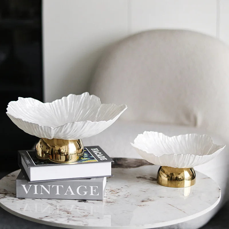 Luxury Petal Decorative Tray | Metal Alloy Fruit & Candy Serving Plate