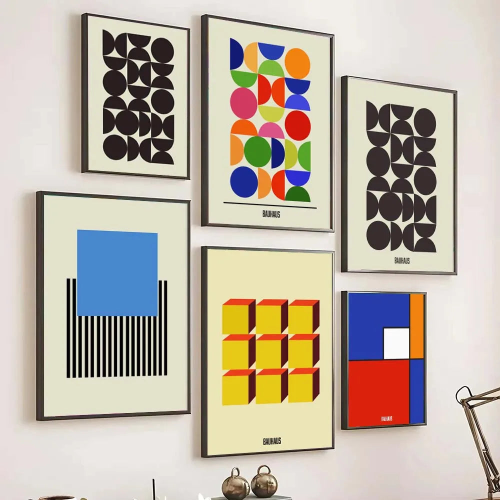 Mid-Century Modern Bauhaus Abstract Geometric Wall Art