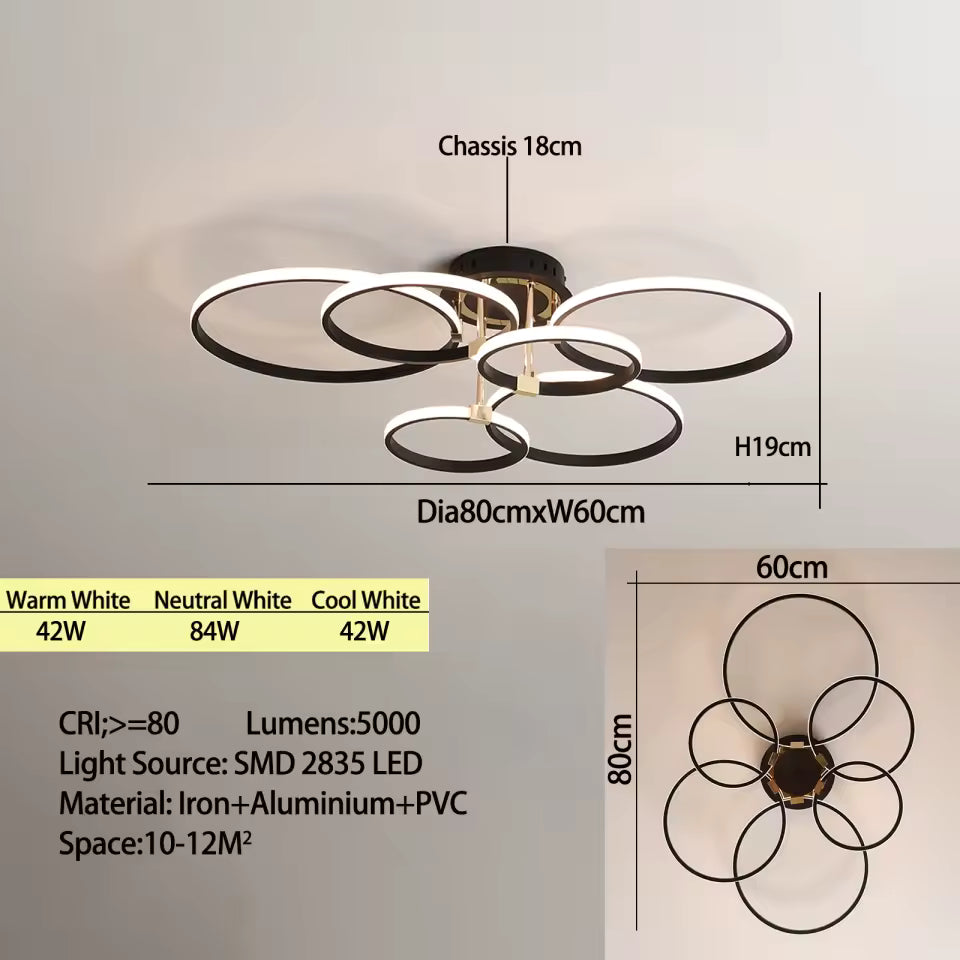 Round Dimmable LED Ceiling Chandelier