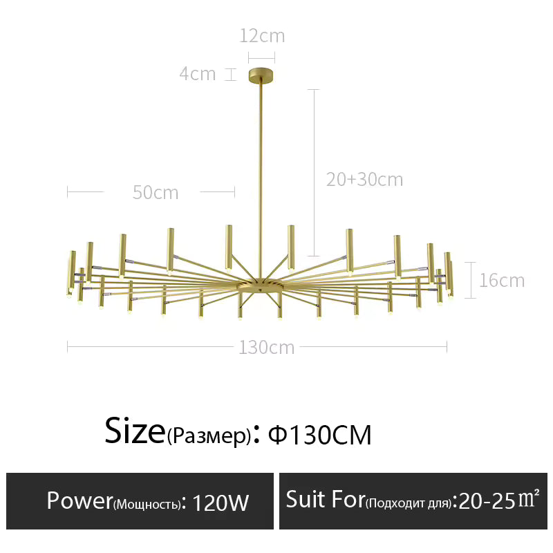 Modern Multi-Head Pendant Chandelier in Black & Gold